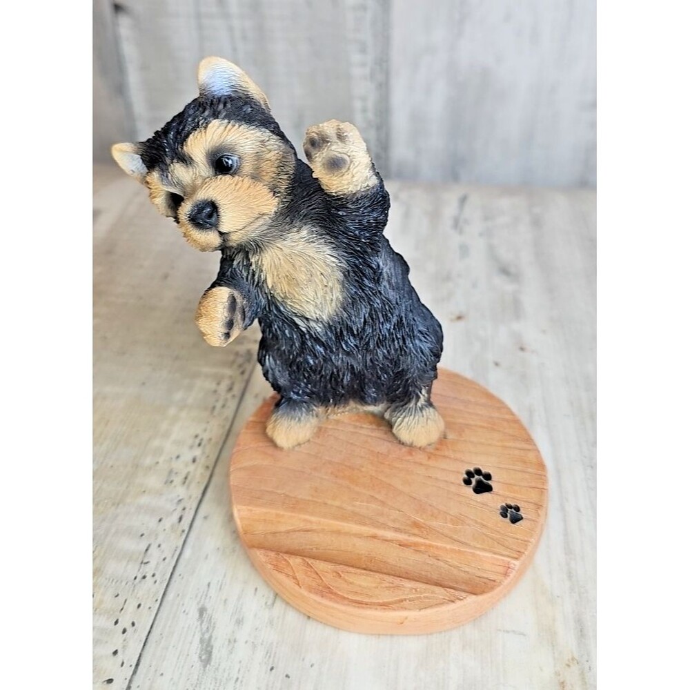 Yorkshire Terrier Figurine Business Card Holder Dog Statue Desk Decor Very Cute